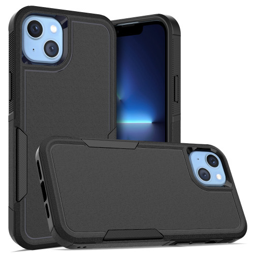 iPhone 14 Plus Soft TPU Hard PC Phone Case - Black