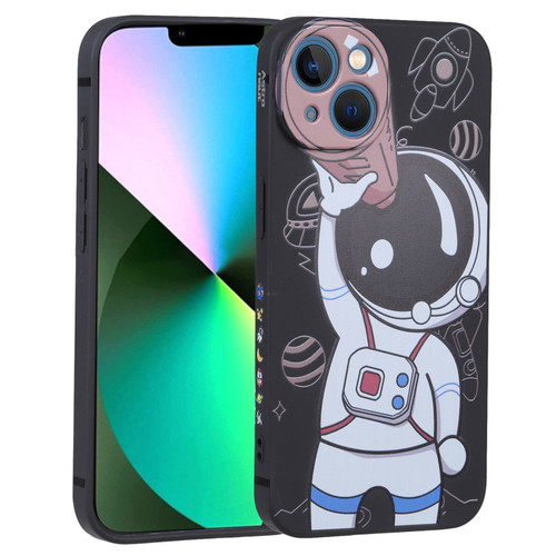 iPhone 14 Plus Spaceman Binoculars Phone Case - Black and Brown