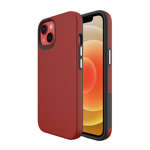 iPhone 14 Plus Triangle Armor Texture Phone Case - Red