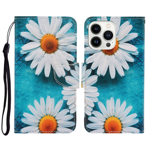 iPhone 16 Pro Max 3D Colored Drawing Flip Leather Phone Case - Daisy