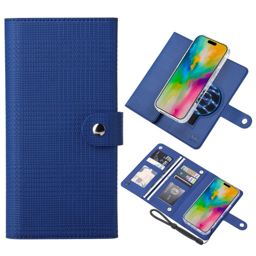 iPhone 16 Pro Max ViLi GHA-C Series RFID MagSafe Magnetic Flip Leather Phone Case - Blue