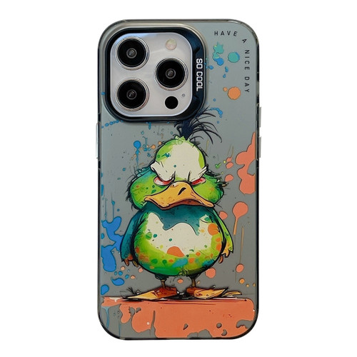 iPhone 16 Pro Animal Pattern Oil Painting Series PC + TPU Phone Case - Wrath Duck