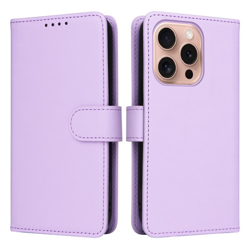 iPhone 16 Pro BETOPNICE BN-005 2 in 1 Detachable Imitate Genuine Leather Phone Case - Light Purple