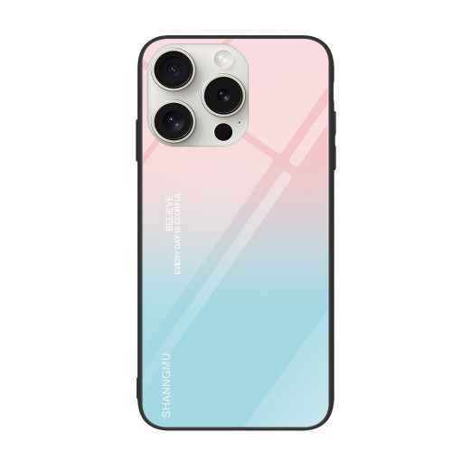 iPhone 16 Pro Colorful Painted Glass Phone Case - Blue Sky