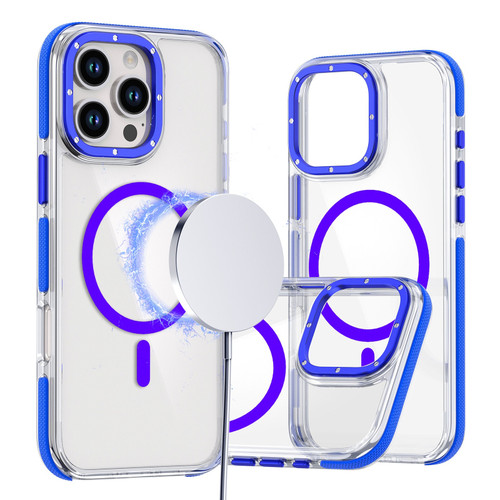 iPhone 16 Pro Dual-Color Clear Acrylic Hybrid TPU MagSafe Phone Case - Blue