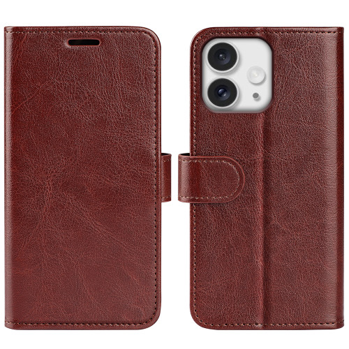 iPhone 16 Pro R64 Texture Horizontal Flip Leather Phone Case - Brown