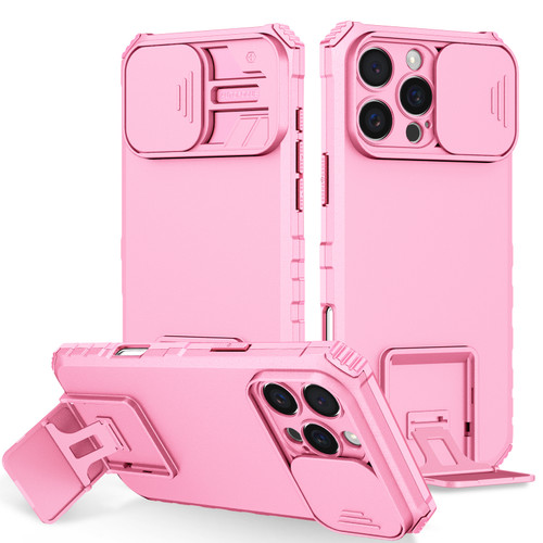 iPhone 16 Pro Stereoscopic Holder Sliding Camshield Phone Case - Pink