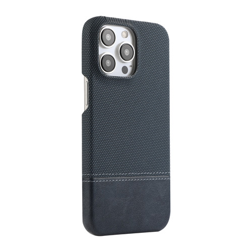 iPhone 16 Pro Stitching Cloth PU Shockproof Phone Case - Dark Blue