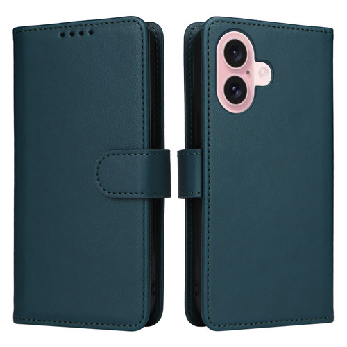 iPhone 16 BETOPNICE BN-005 2 in 1 Detachable Imitate Genuine Leather Phone Case - Blue