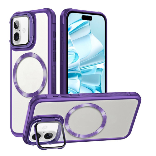 iPhone 16 CD-grain Magsafe Acrylic Hybrid TPU Phone Case - Purple