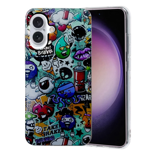 iPhone 16 Colored Drawing Pattern TPU Phone Case - Graffiti