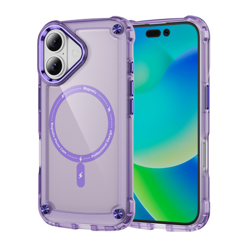 iPhone 16 Skin Feel TPU + PC MagSafe Magnetic Phone Case - Transparent Purple