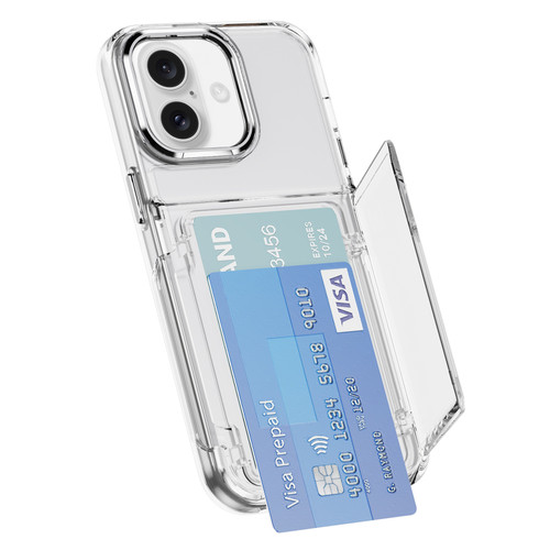 iPhone 16 Card Holder Acrylic Hybrid TPU Phone Case - Transparent