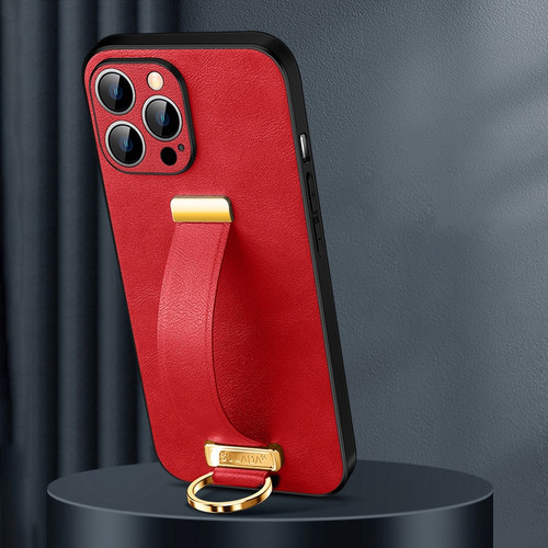 iPhone 16 Pro Max SULADA Tide Cool Series PC + Leather Texture Skin Feel Phone Case - Red