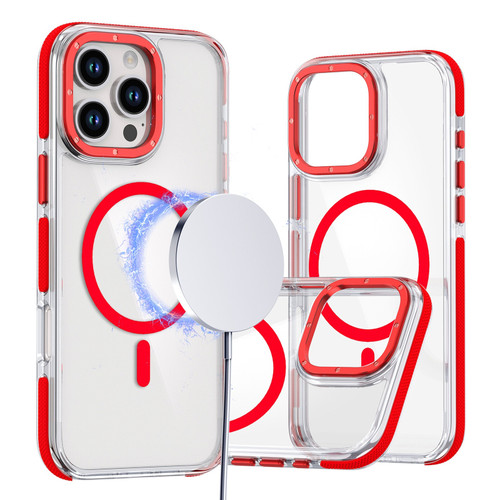 iPhone 16 Pro Dual-Color Clear Acrylic Hybrid TPU MagSafe Phone Case - Red