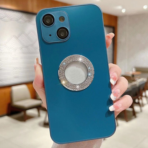 iPhone 15 Diamond Frosted Glass PC Phone Case - Dark Blue