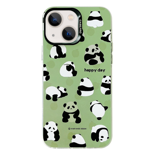 iPhone 15 Electroplated Silver Series PC Protective Phone Case - Green Panda