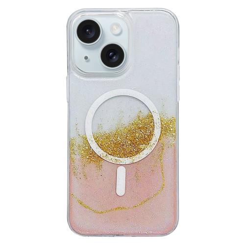 iPhone 15 Gilding MagSafe Hybrid Clear TPU Phone Case - Pink