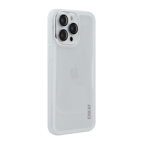 iPhone 15 Pro Max ENKAY Hat-Prince Translucent Matte TPU Phone Case with Lens Film - White