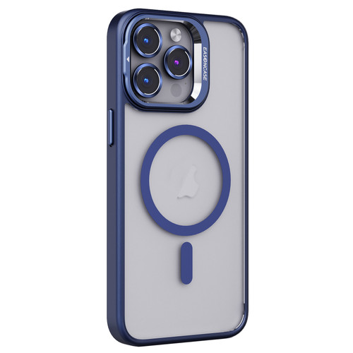 iPhone 15 Pro Max Invisible Lens Holder PC + TPU Frosted MagSafe Phone Case - Dark Blue
