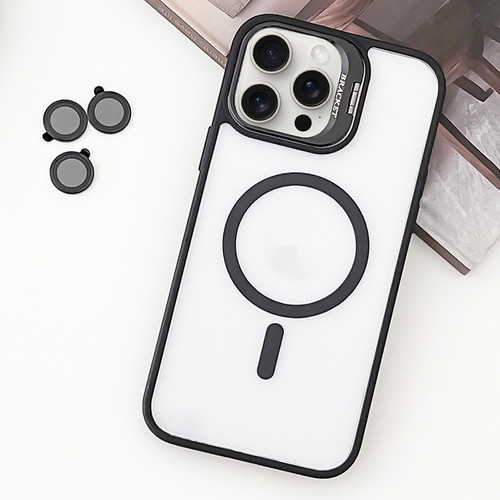 iPhone 15 Pro Max MagSafe Acrylic Hybrid TPU Holder Phone Case with Lens film - Black