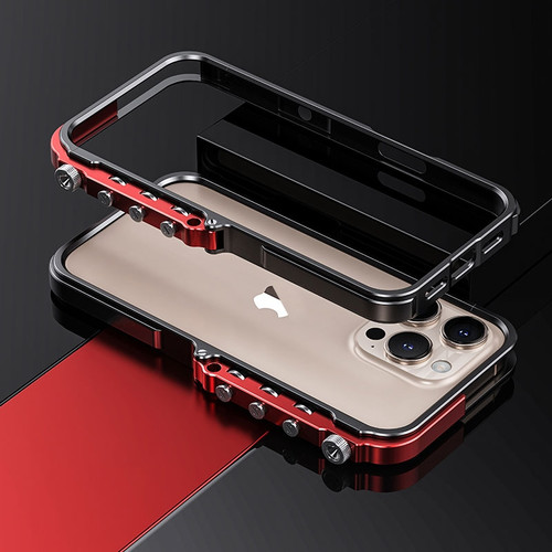 iPhone 15 Pro Max Mechanical Armor Creative Metal Frame Aluminum Alloy Phone Case - Black