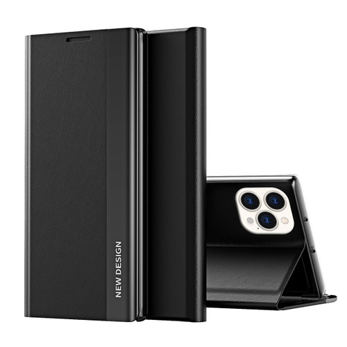 iPhone 15 Pro Max Side Electroplated Adsorption Leather Phone Case - Black