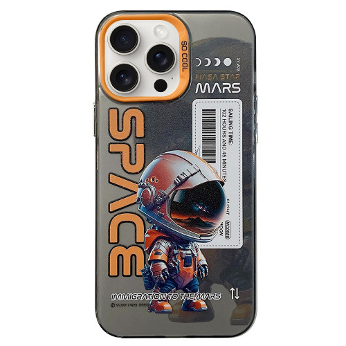 iPhone 15 Pro Astronaut Pattern PC Phone Case - Black Astronaut
