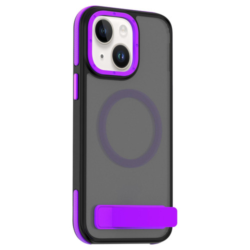 iPhone 15 Plus / 14 Plus Dual-Color Skin Feel Magsafe Phone Case with Holder - Purple