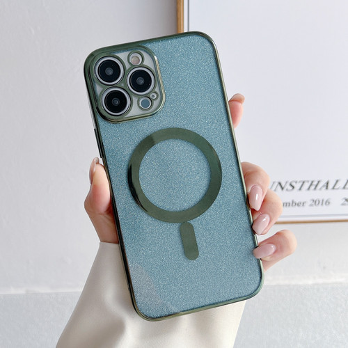 iPhone 14 Plating Magsafe Glitter Phone Case - Dark Green