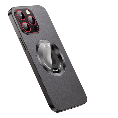 iPhone 14 Pro Max R-JUST RH05 Magnetic Leather Metal Phone Case - Black