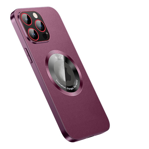 iPhone 14 Pro Max R-JUST RH05 Magnetic Leather Metal Phone Case - Purple