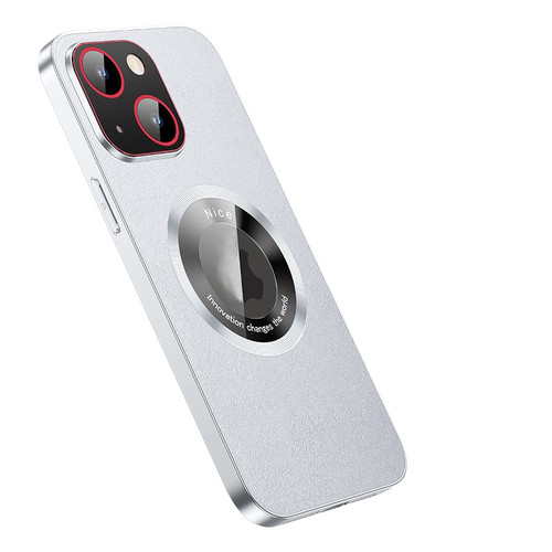 iPhone 14 Pro Max R-JUST RH05 Magnetic Leather Metal Phone Case - Silver