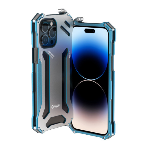 iPhone 14 Pro Max R-JUST RJ17 Shockproof Armor Metal Phone Case - Blue