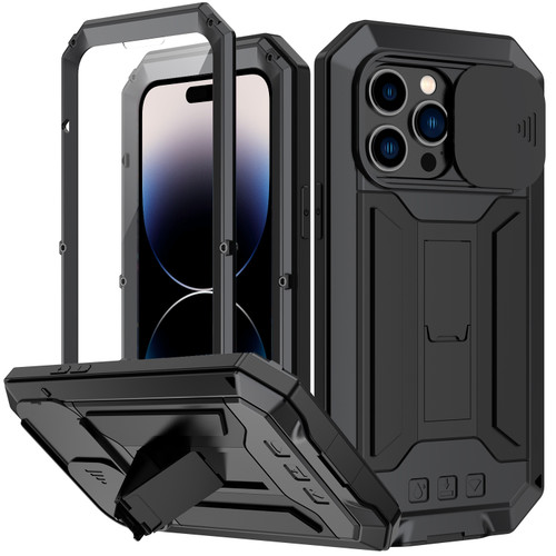iPhone 14 Pro Max R-JUST Shockproof Life Waterproof Dust-proof Case - Black