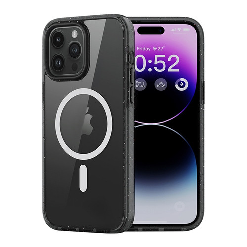 iPhone 14 Pro Max Rock Crystal Armor Shockproof Magsafe Phone Case - Transparent Black