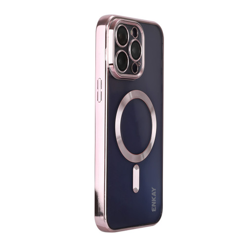iPhone 14 Pro ENKAY Electroplated MagSafe Shockproof TPU Phone Case with Lens Film - Pink