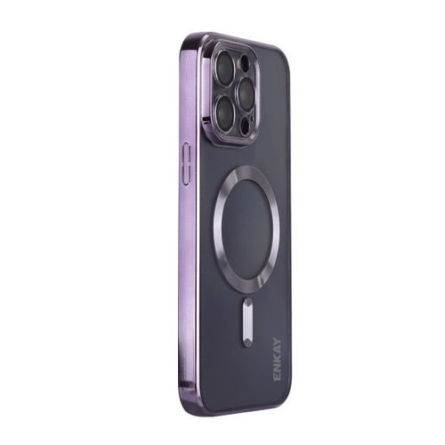 iPhone 14 Pro ENKAY Electroplated MagSafe Shockproof TPU Phone Case with Lens Film - Purple