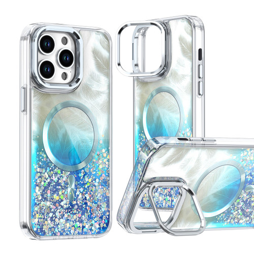 iPhone 14 Pro Epoxy CD Texture Lens Holder MagSafe Phone Case - Light Blue