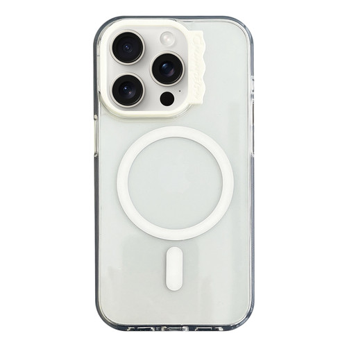 iPhone 14 Pro MagSafe Colorful Wavy Circle PC Hybrid TPU Phone Case - White