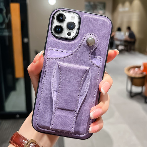 iPhone 14 Pro Side Leather Rotation Card Holder Phone Case - Purple