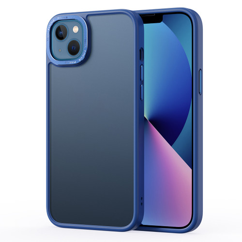 iPhone 14 Plus Gold Version Frosted Back Shockproof Phone Case - Blue