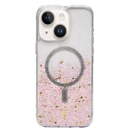 iPhone 14 Plus Gradient Glitter MagSafe PC Hybrid TPU Phone Case - Gradient Pink