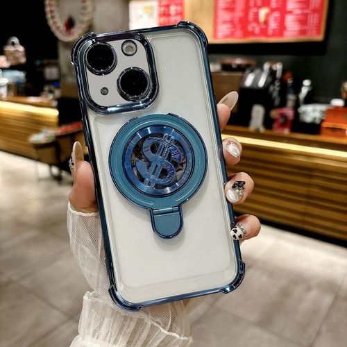 iPhone 14 Plus Space MagSafe Holder Phone Case with Lens Film - Blue