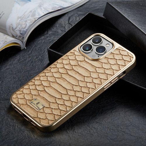 Fierre Shann Python Texture Electroplating PU Phone Case iPhone 11 - White