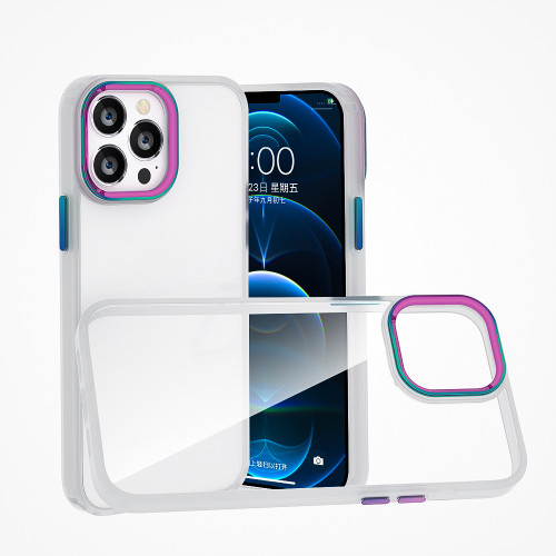 iPhone 11 Colorful Metal Lens Ring Phone Case - Translucent