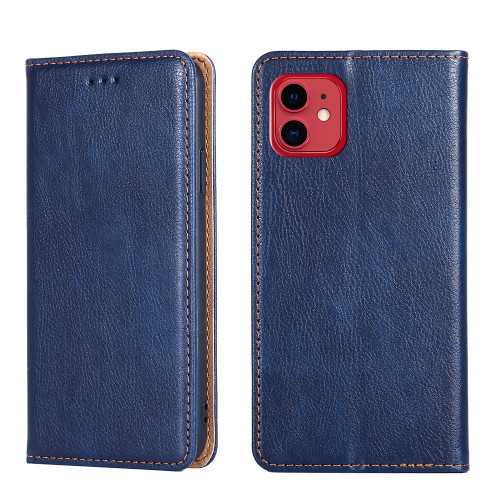 iPhone 11 PU + TPU Gloss Oil Solid Color Magnetic Horizontal Flip Leather Case with Holder & Card Slot & Wallet - Blue
