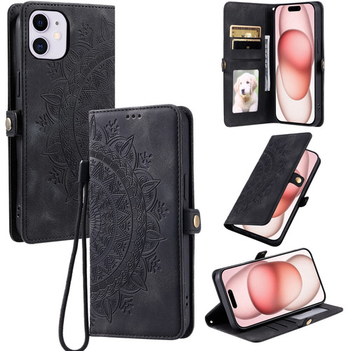 iPhone 11 Skin Feel Totem Embossed Leather Phone Case - Black