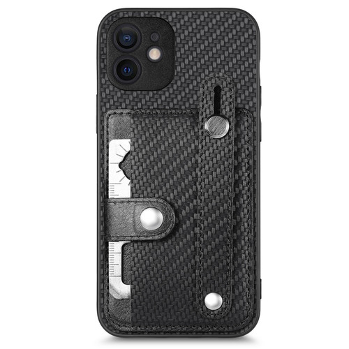 iPhone 11 Wristband Kickstand Card Wallet Back Cover Phone Case with Tool Knife - Black