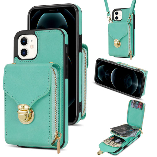 iPhone 11 Zipper Hardware Card Wallet Phone Case - Mint Green